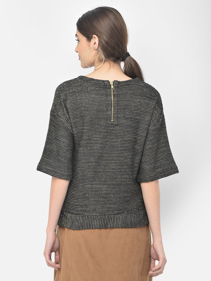 Black Round Neck Sweater - Women Sweaters