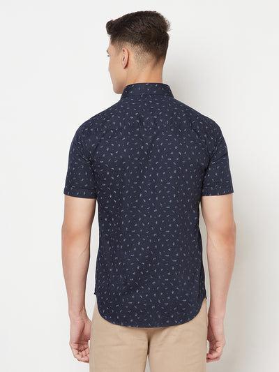 Navy Blue Floral Shirt - Men Shirts