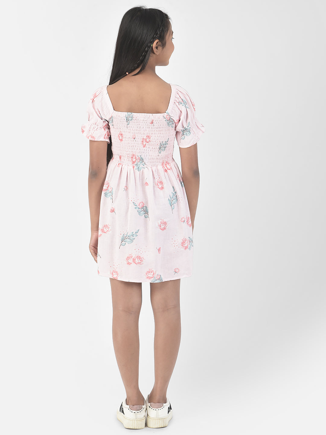  Soft Pink A-Line Floral Dress