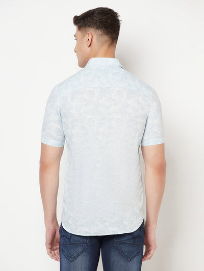 Blue Floral Linen Shirt - Men Shirts