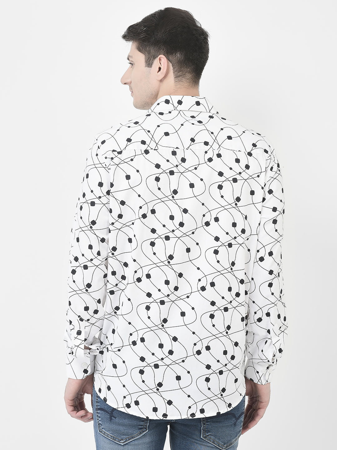  White Abstract Print Shirt
