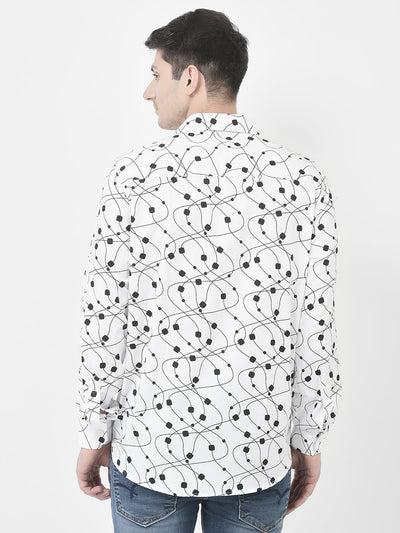  White Abstract Print Shirt