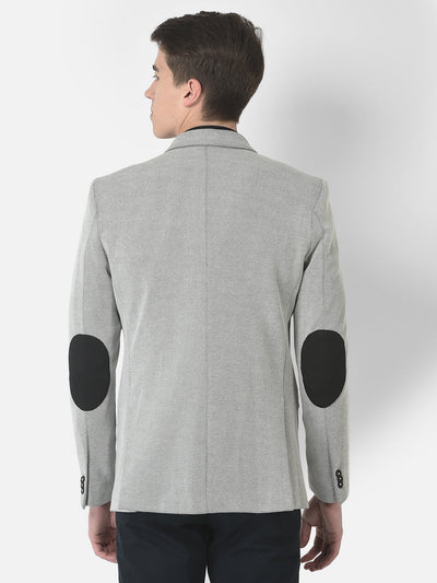  Textured Grey Single-Breasted Blazer