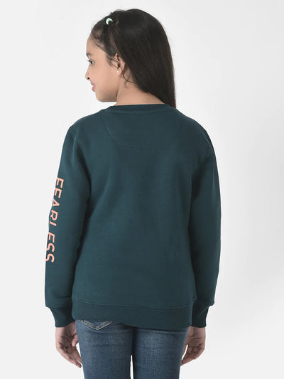  Deep Green Brand-Typography Sweatshirt