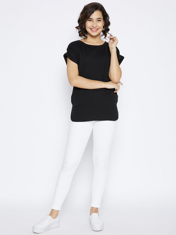 Black V-Neck T-shirt - Women T-Shirts