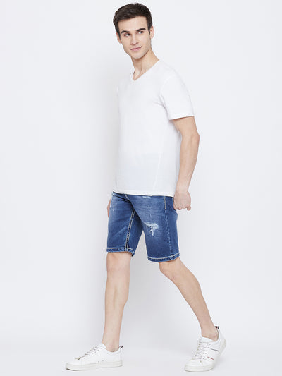 Blue Slim Fit Shorts - Men Shorts