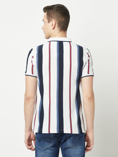  White Striped Polo T-Shirt