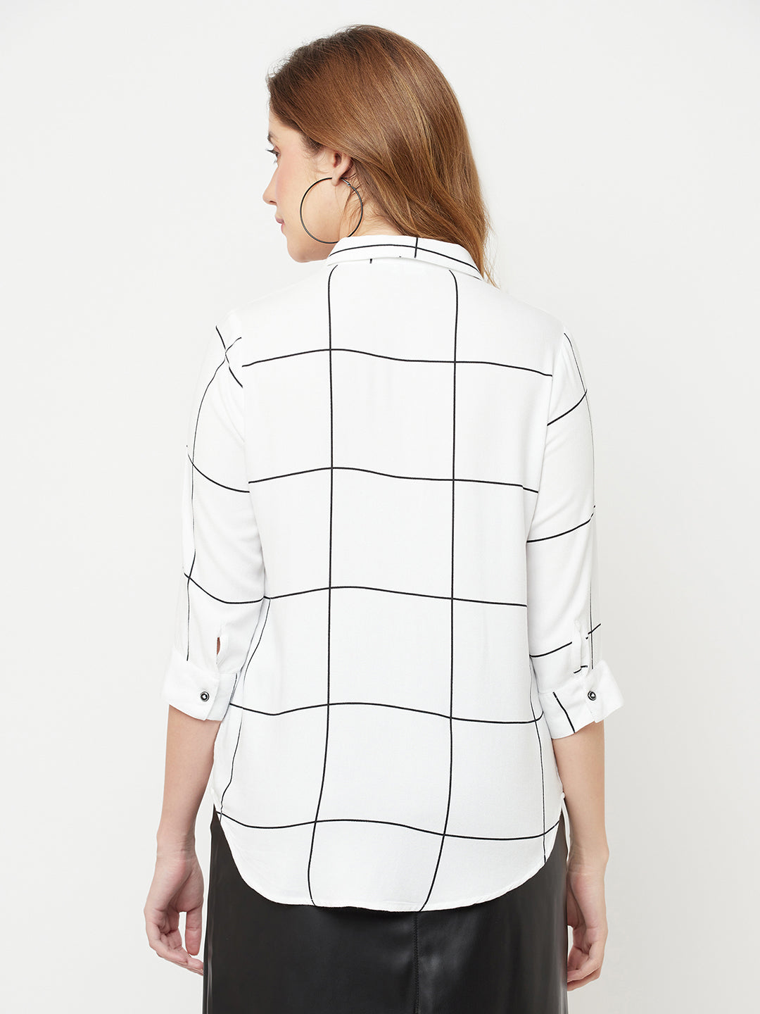 White Checked Casual Shirt - Women Shirts