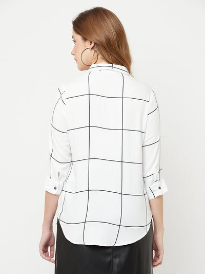 White Checked Casual Shirt - Women Shirts