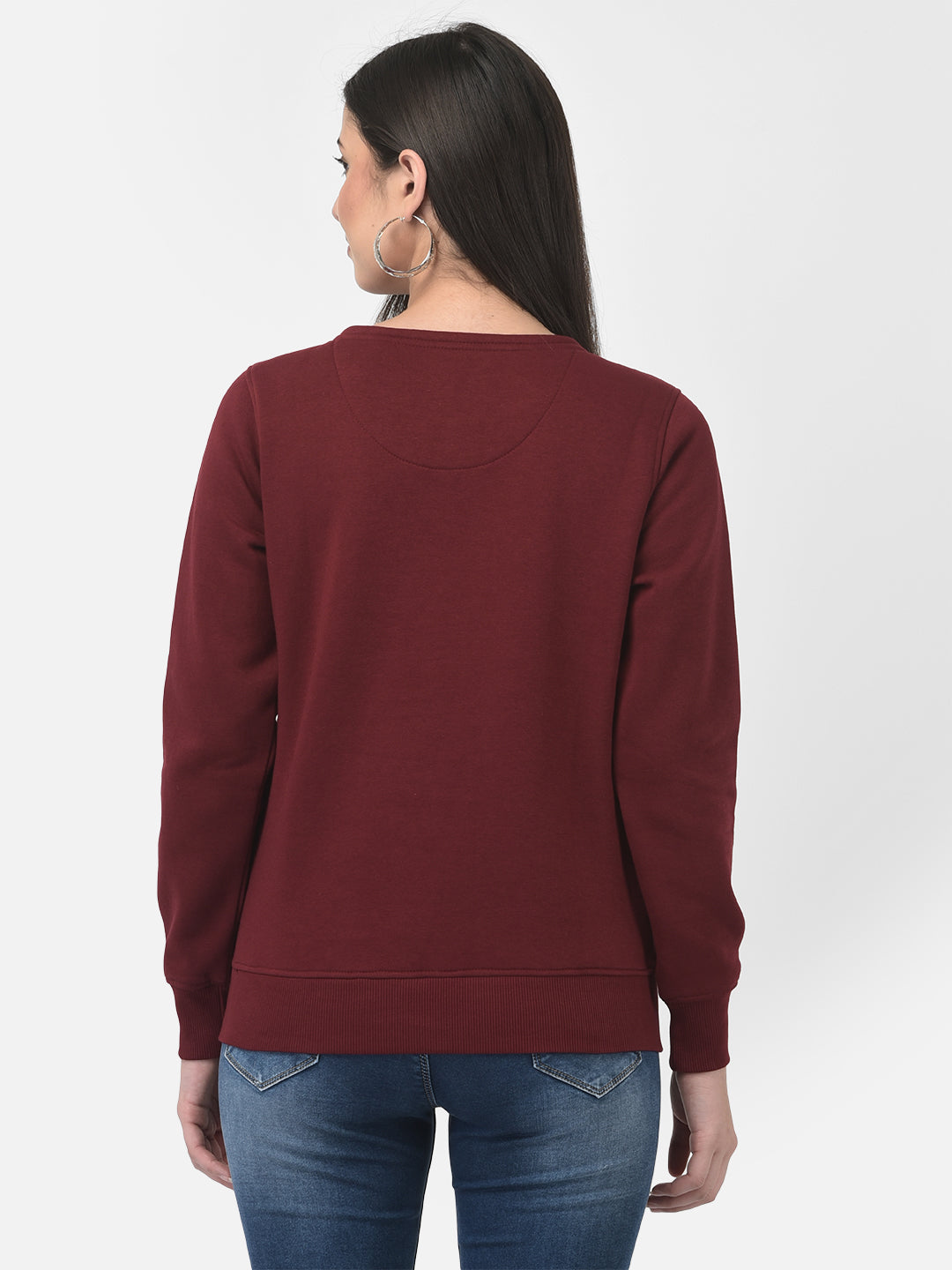 Maroon Typographic Sweatshirt-Women Sweatshirts-Crimsoune Club