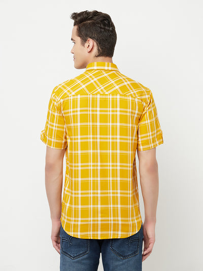 Mustard Checked Shirt - Men Shirts
