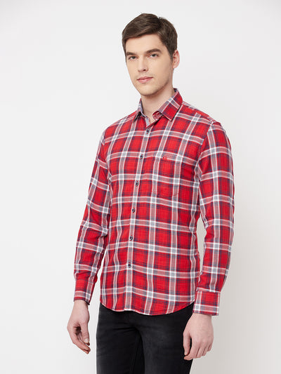Red Checked Casual Shirt - Men Shirts