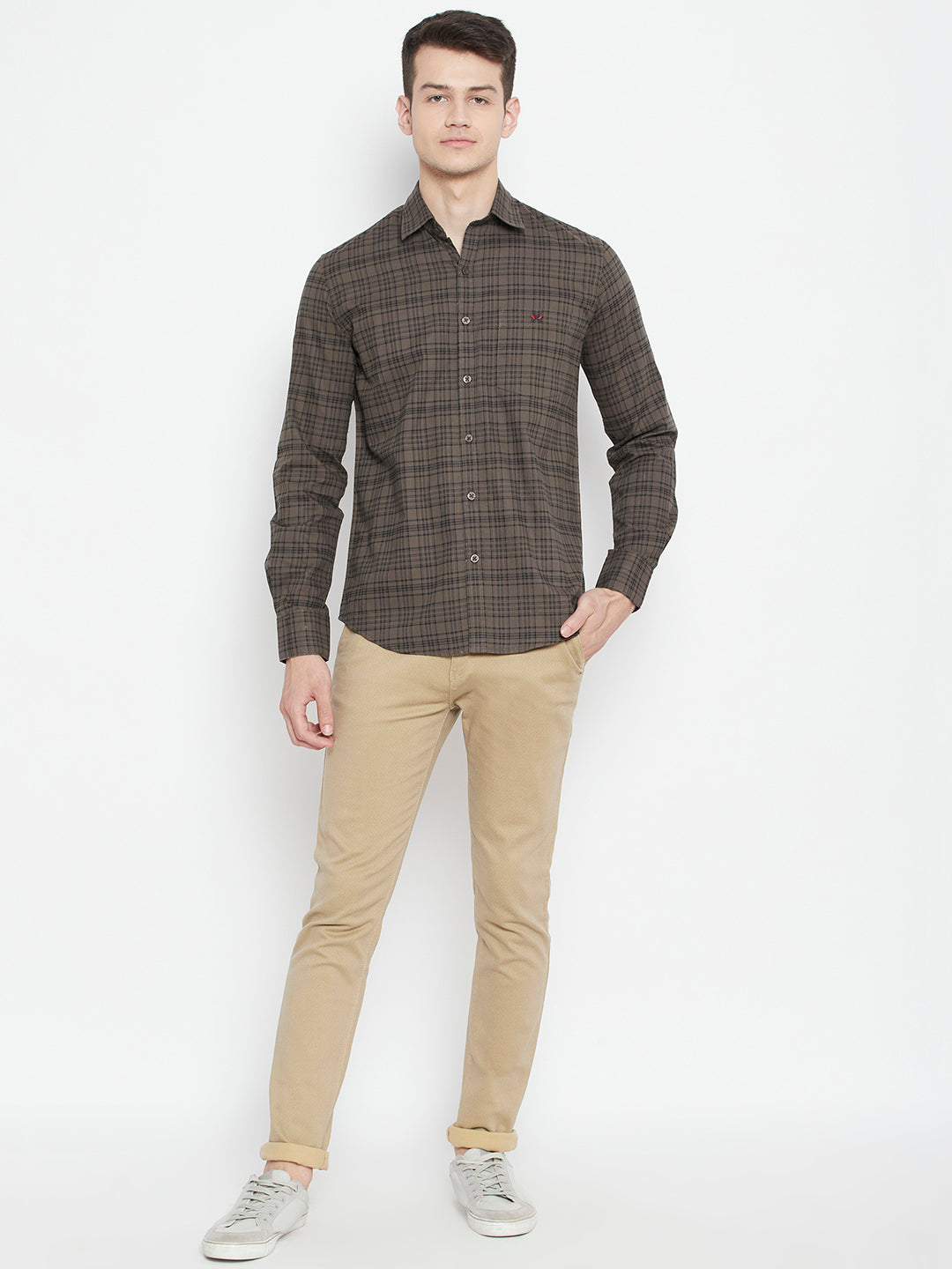 Brown Checked Slim Fit shirt - Men Shirts