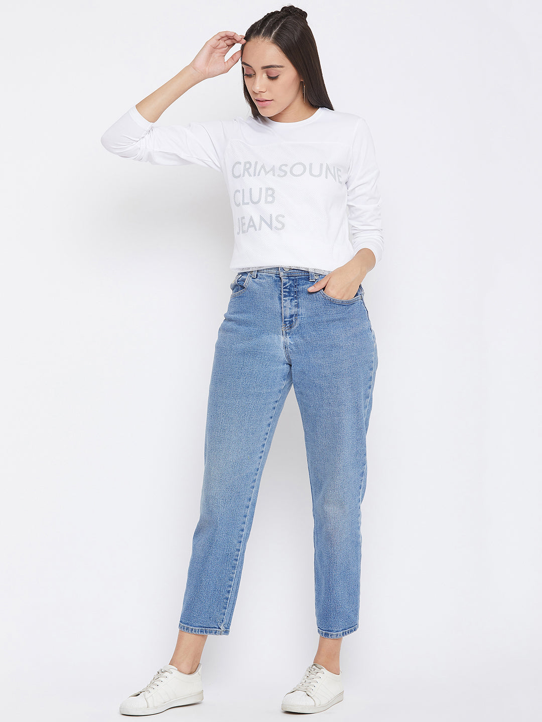 White Printed Round Neck T-Shirt - Women T-Shirts