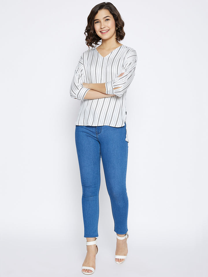 White Striped Top - Women Tops