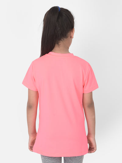Pink Round Neck Sports T-Shirt - Girls T-Shirts