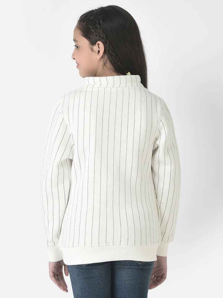 White Striped Cowl Sweatshirt