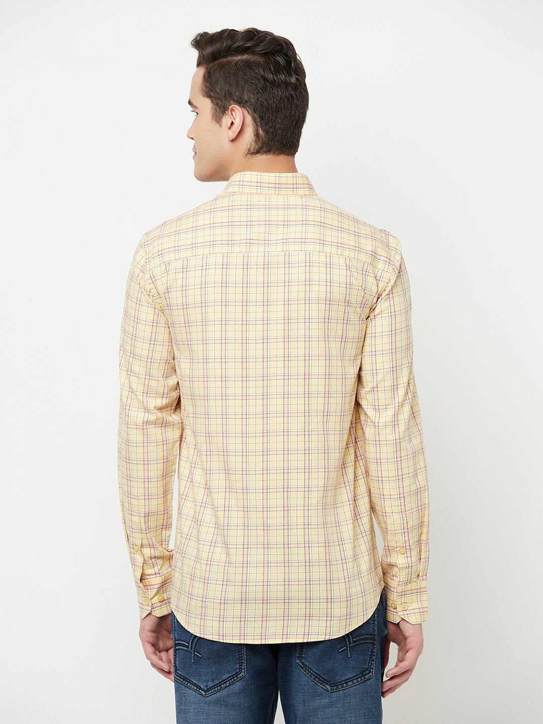 Yellow Checked Shirt - Men Shirts