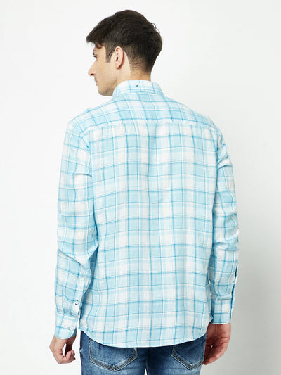  Sky Blue Tartan Checked Shirt 