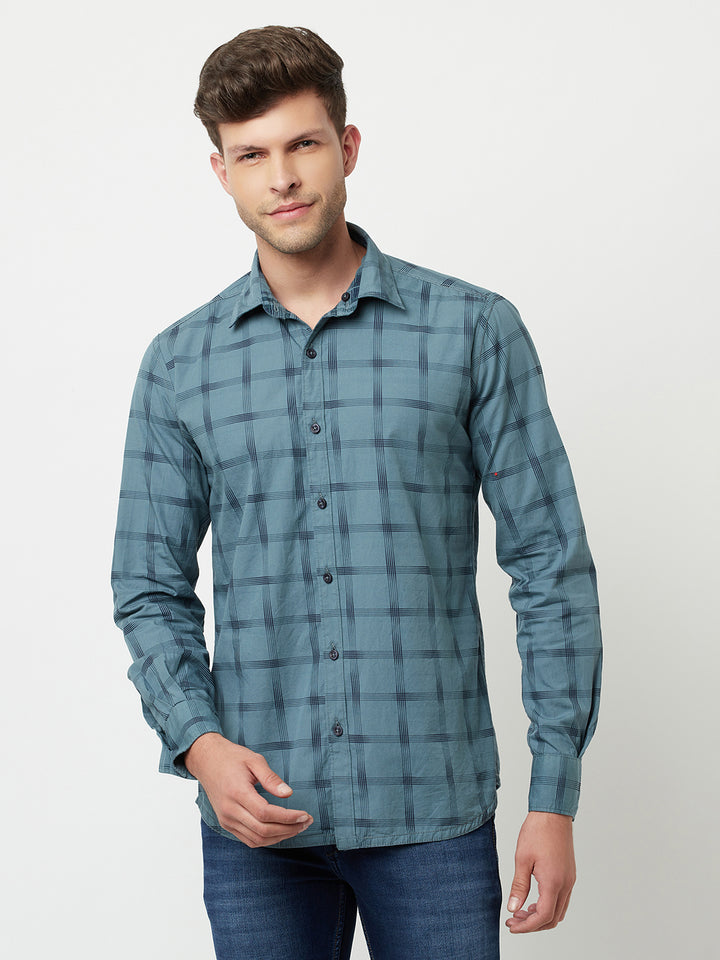 Blue Reversible Checked Shirt-Men Shirts-Crimsoune Club