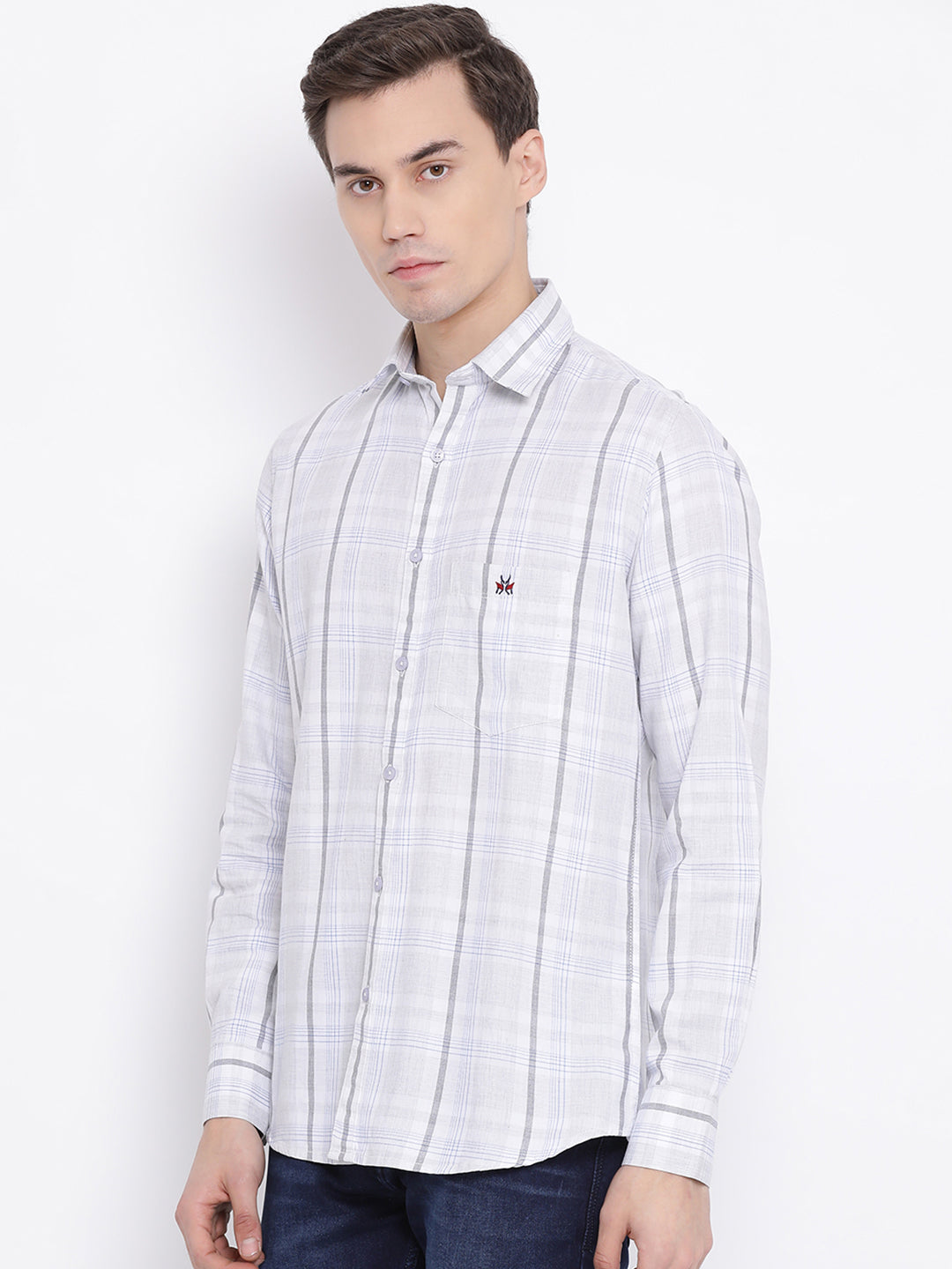 White Checked Shirt - Men Shirts