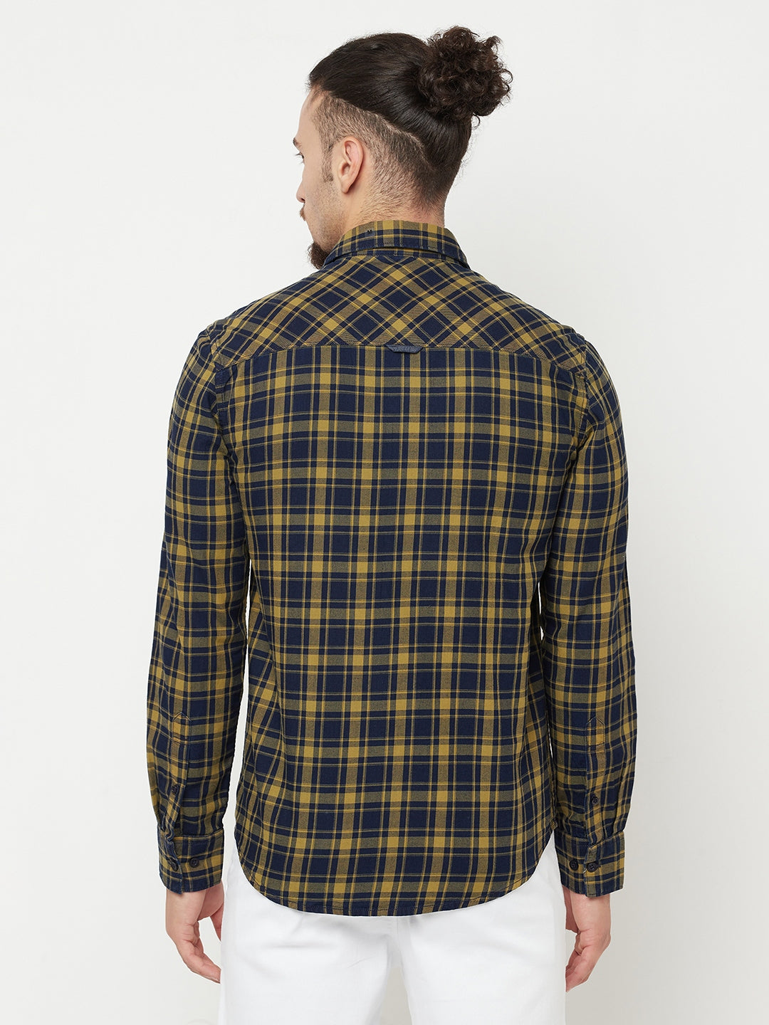 Beige Checked Casual Shirt - Men Shirts