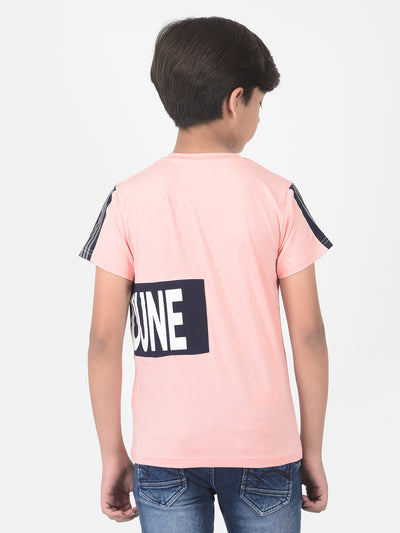 Pink Printed Round Neck T-shirt - Boys T-Shirts