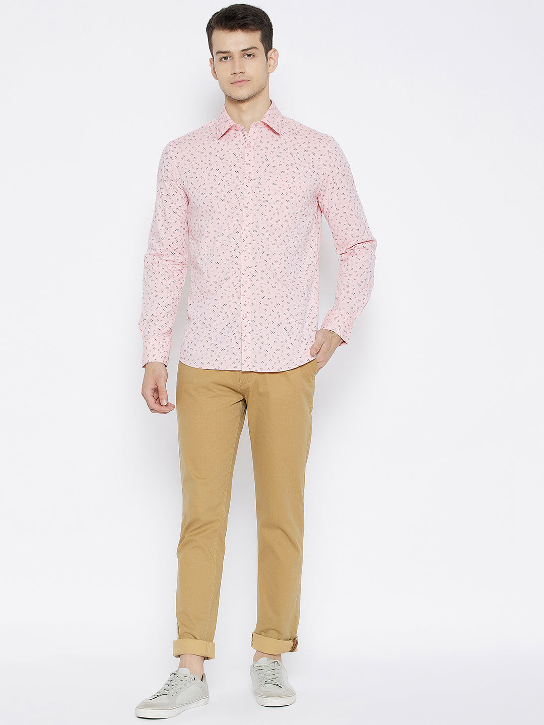 Pink Printed Slim Fit shirt - Men Shirts