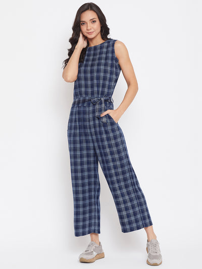 Checked Cotton Jumpsuit - Women Jumpsuits