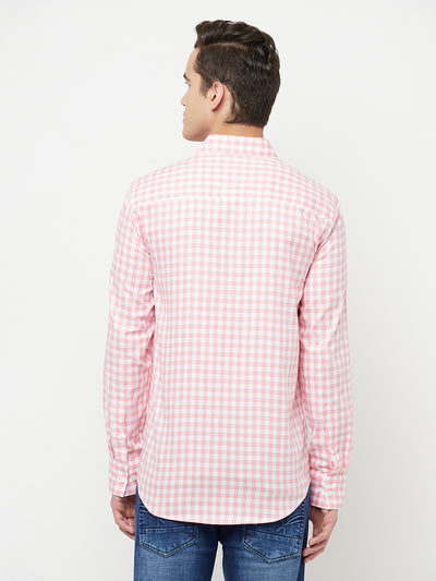 Pink Gingham Checked Shirt - Men Shirts