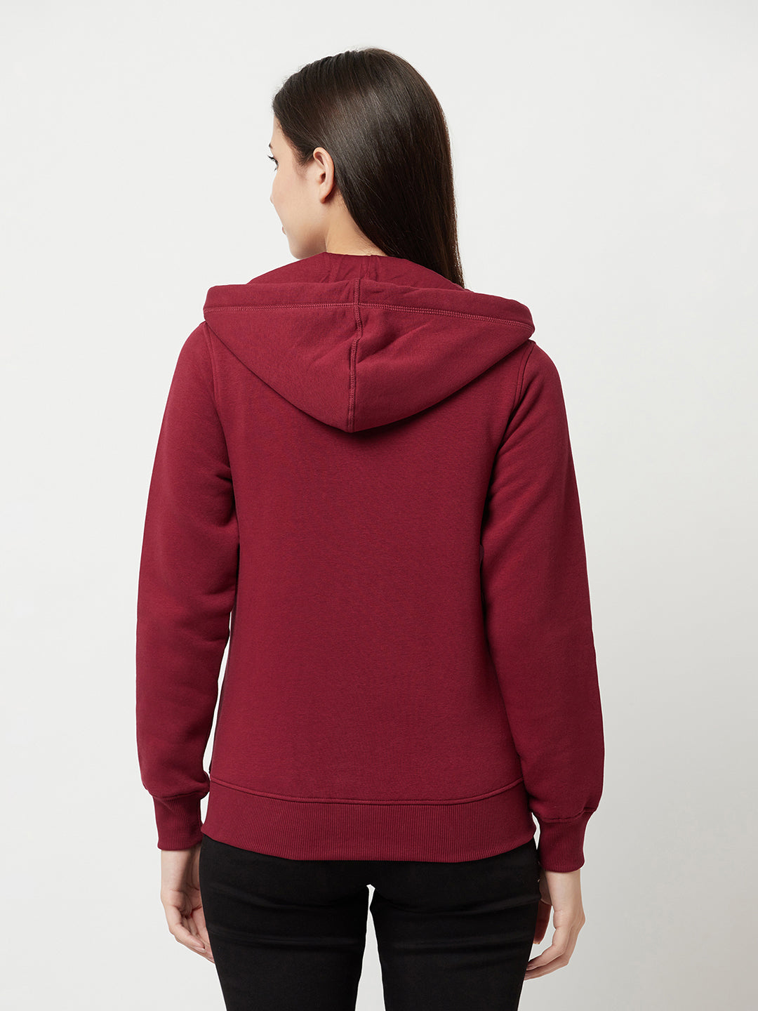 Maroon Zipper Sweatshirt-Women Sweatshirts-Crimsoune Club