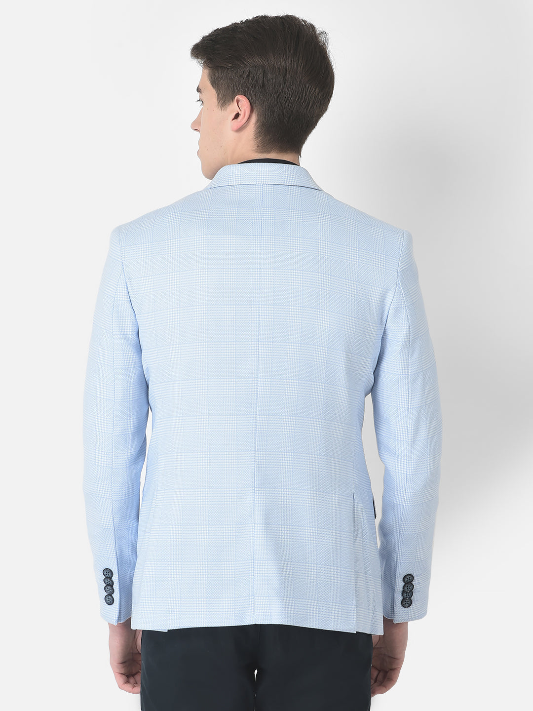  Light Blue Checked Blazer