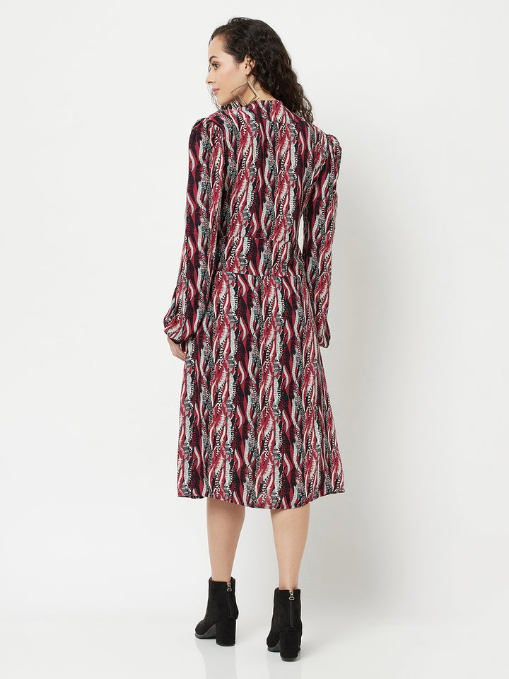 Multi-Colour A-line Dress-Women Dresses-Crimsoune Club