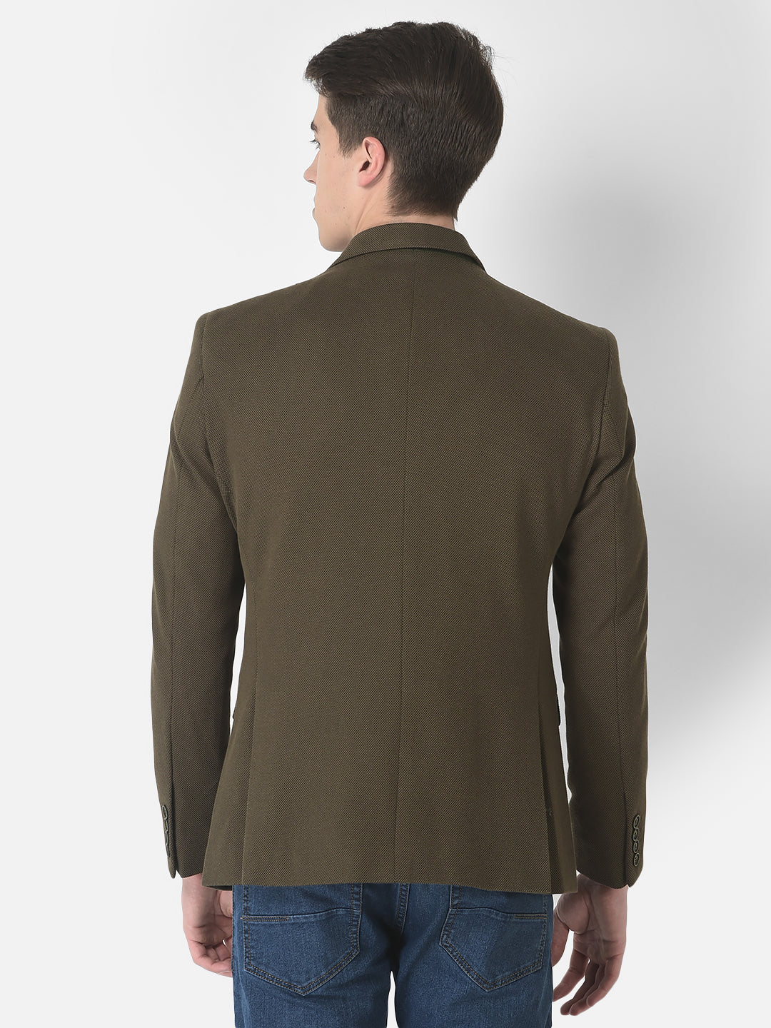  Olive Single-Breasted Blazer 