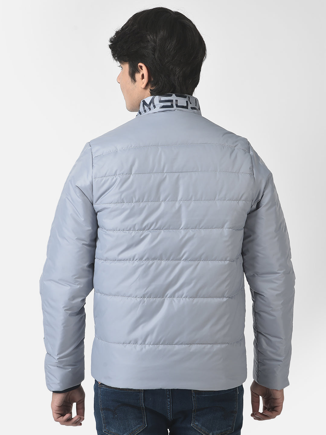  Light Grey Padded Typographic Jacket 