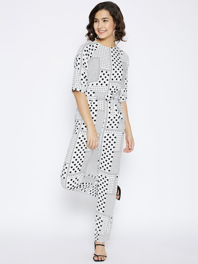 White Printed Jumpsuit - Women Jumpsuits