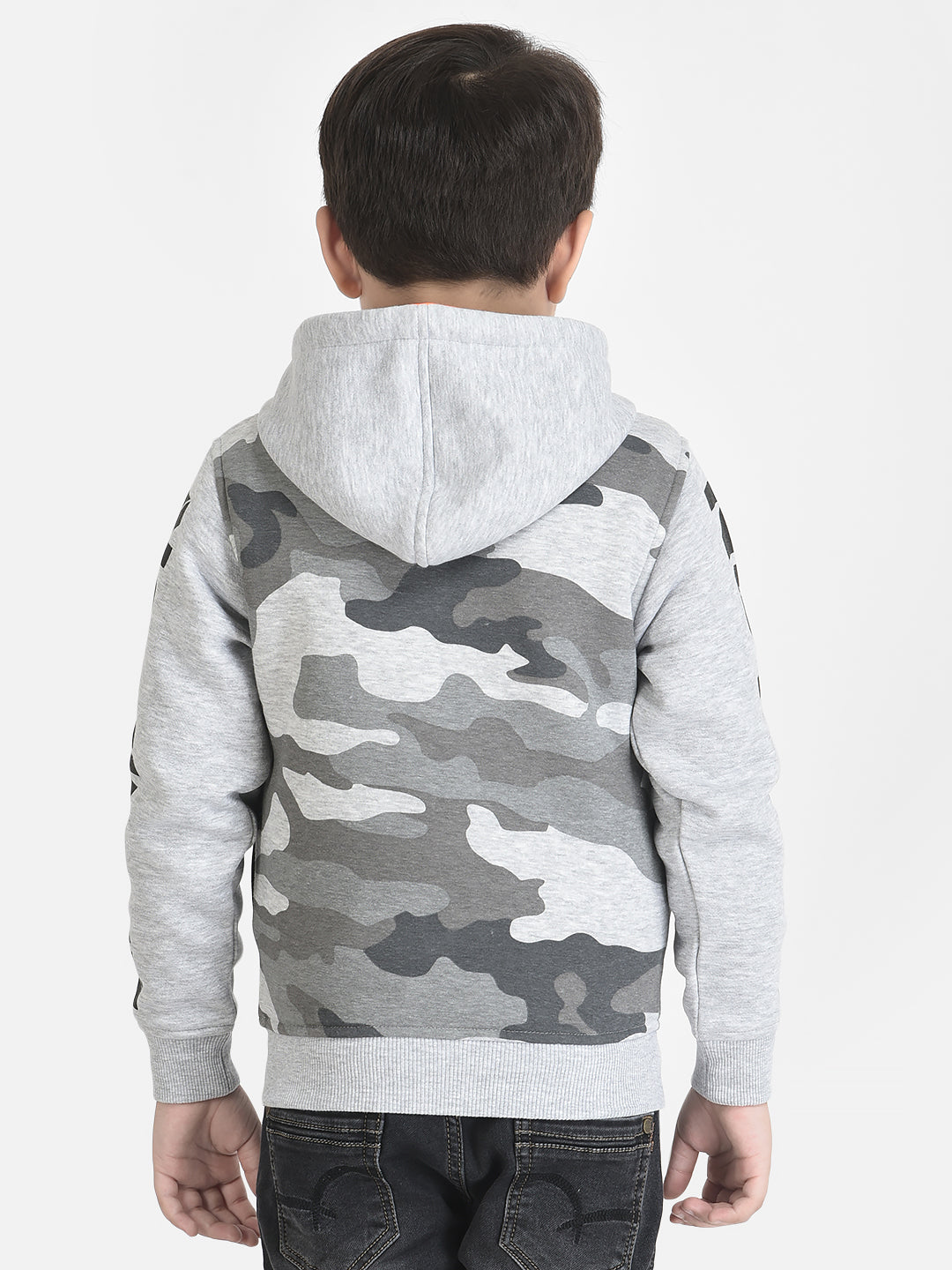 Grey Camouflage Sweatshirt with Concealed Zip