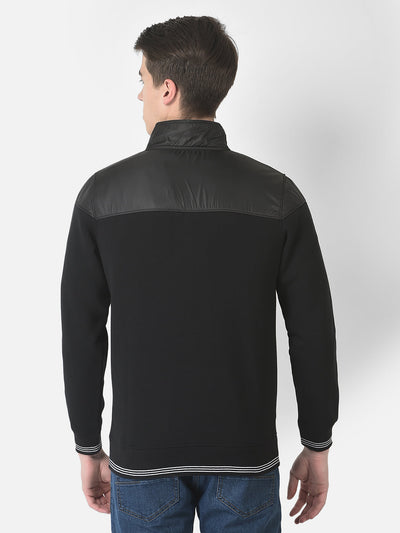  Black Logo-Blocked Zipper Sweatshirt