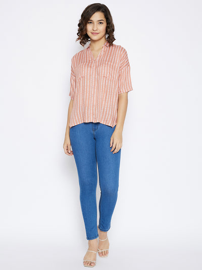 Peach Striped Top - Women Tops