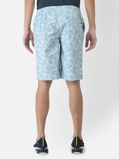 Blue Shorts In Floral Print 