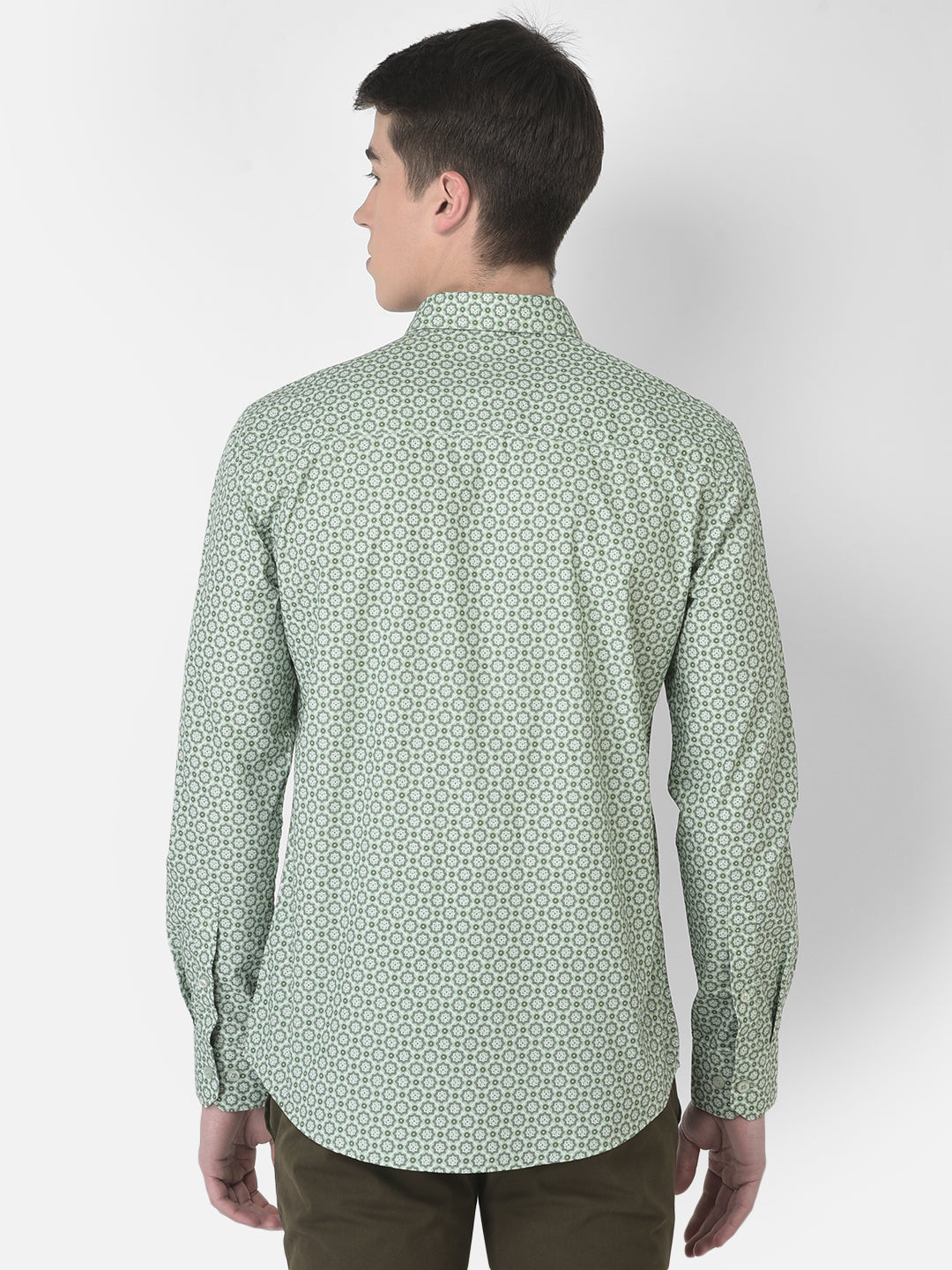  Green Motif Print Shirt