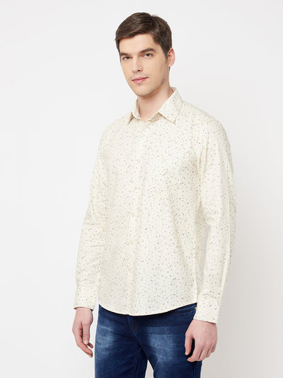 Beige Printed Casual Shirt - Men Shirts