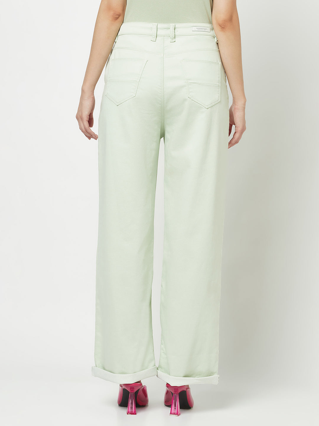  Mint Green Wide Leg Jeans 