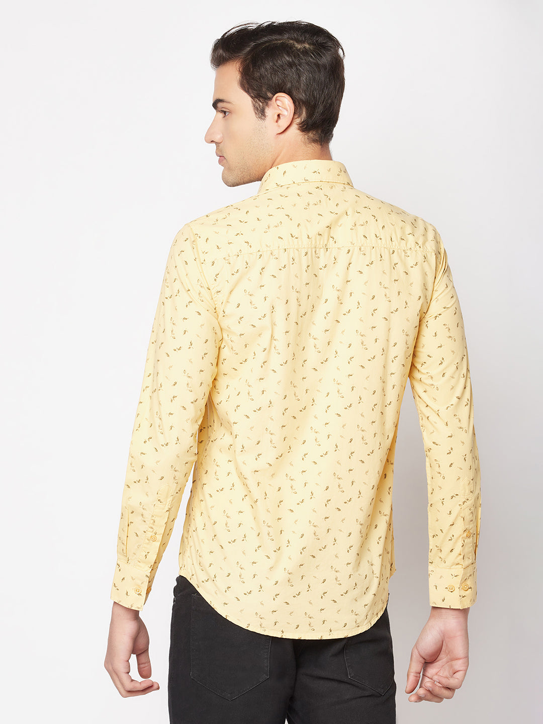  Lime Yellow Floral Print Shirt