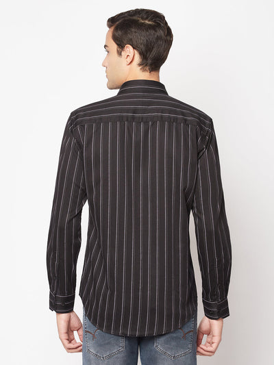  Black Striped Business Shirt
