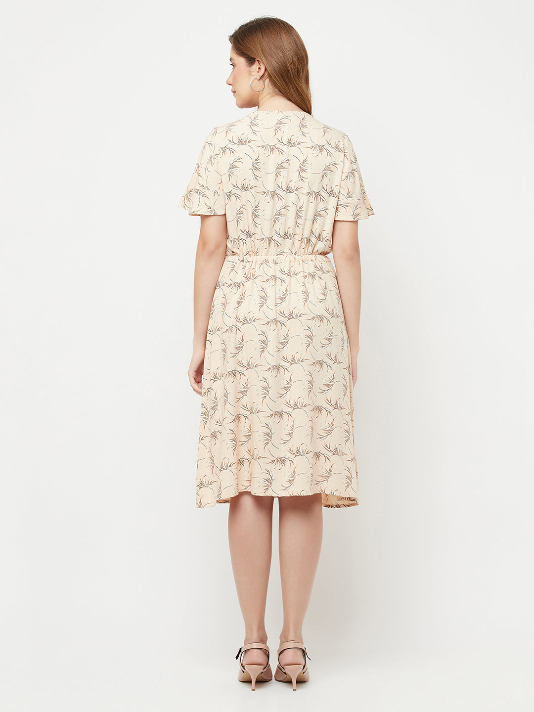 Beige Floral Dress - Women Dresses