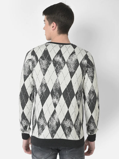  Grey Diamond Print Sweatshirt 