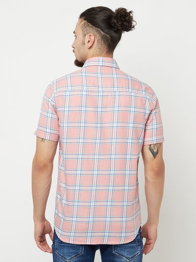 Pink Checked Casual Shirt - Men Shirts