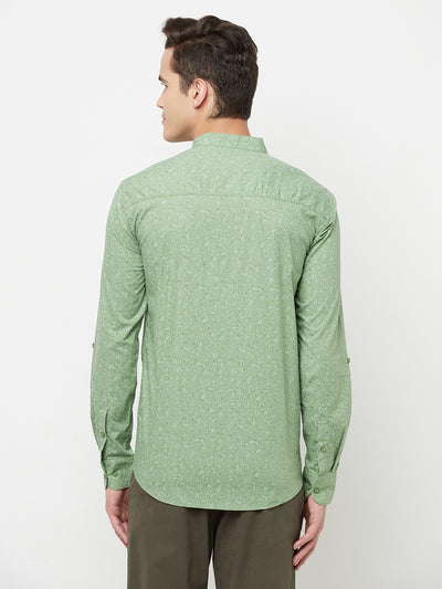 Green Floral Printed Kurta - Men Kurtas