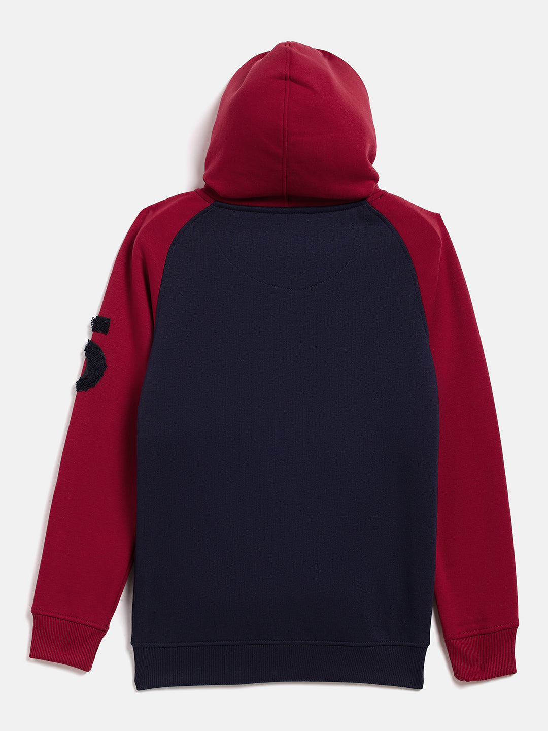 Navy Blue Colorblocked Hooded Sweatshirt - Boys Sweatshirts